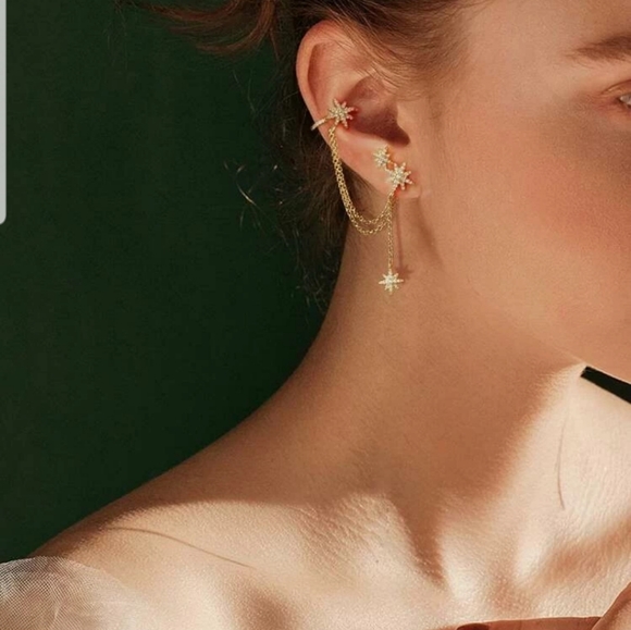 *Parker* Cuff and Chain Earrings - Picture 6 of 6